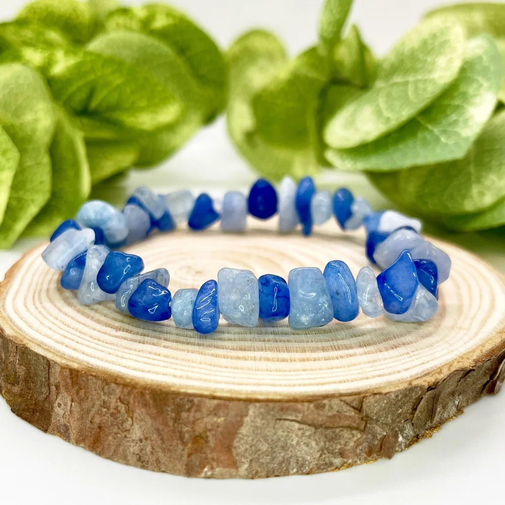 Aquamarine Blue Quartzite Chips Bracelet