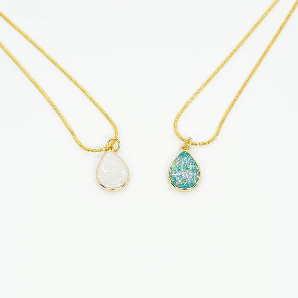 Teardrop Faux Opal Necklace