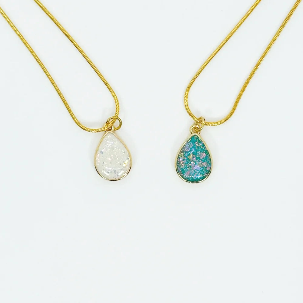 Teardrop Faux Opal Necklace