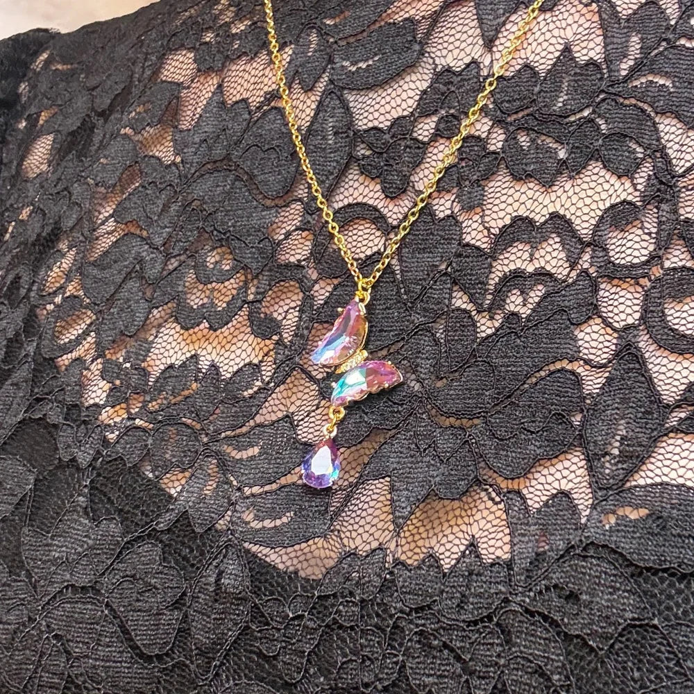 Preorder Crystal Butterfly Y Necklace