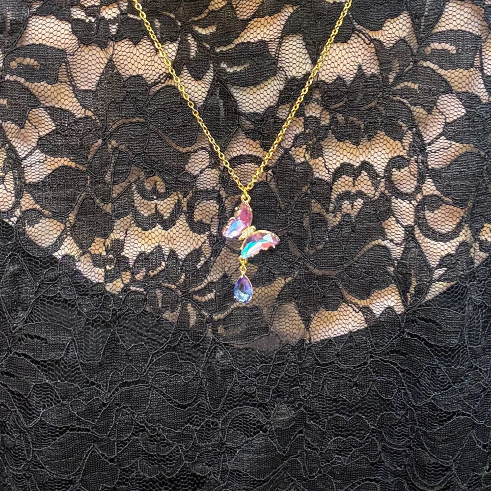 Preorder Crystal Butterfly Y Necklace