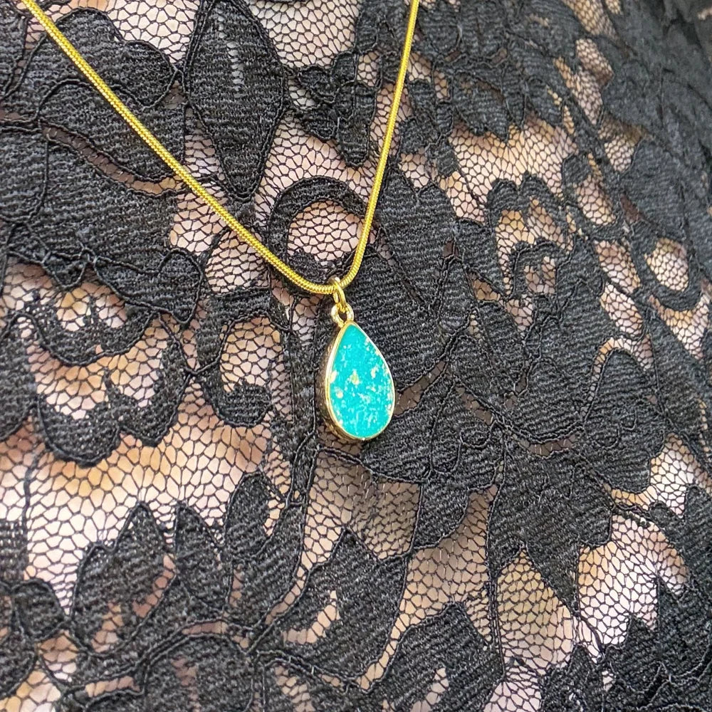 Teardrop Faux Opal Necklace