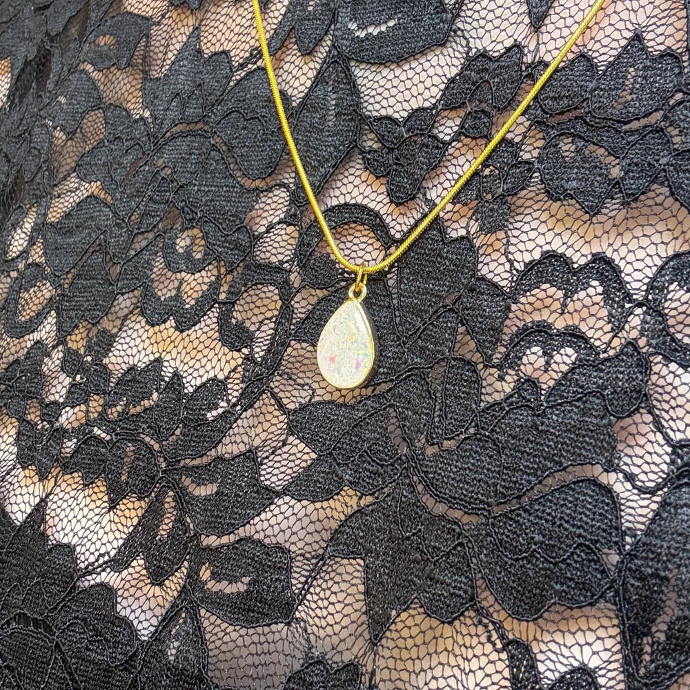 Teardrop Faux Opal Necklace
