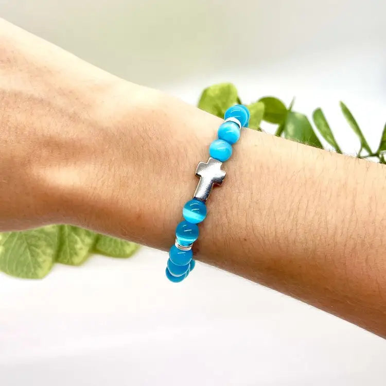 Blue Cross Bracelet