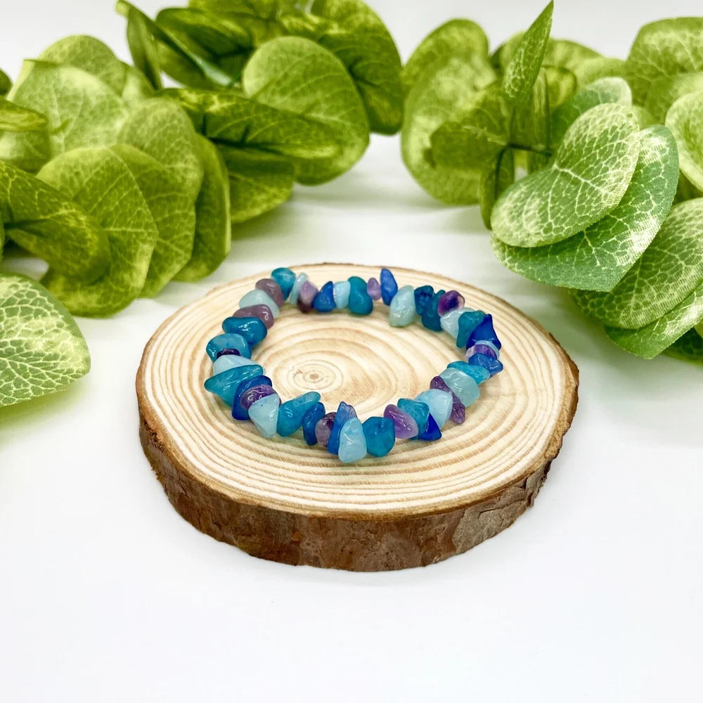Aqua Quartzite Amethyst Chips Bracelet