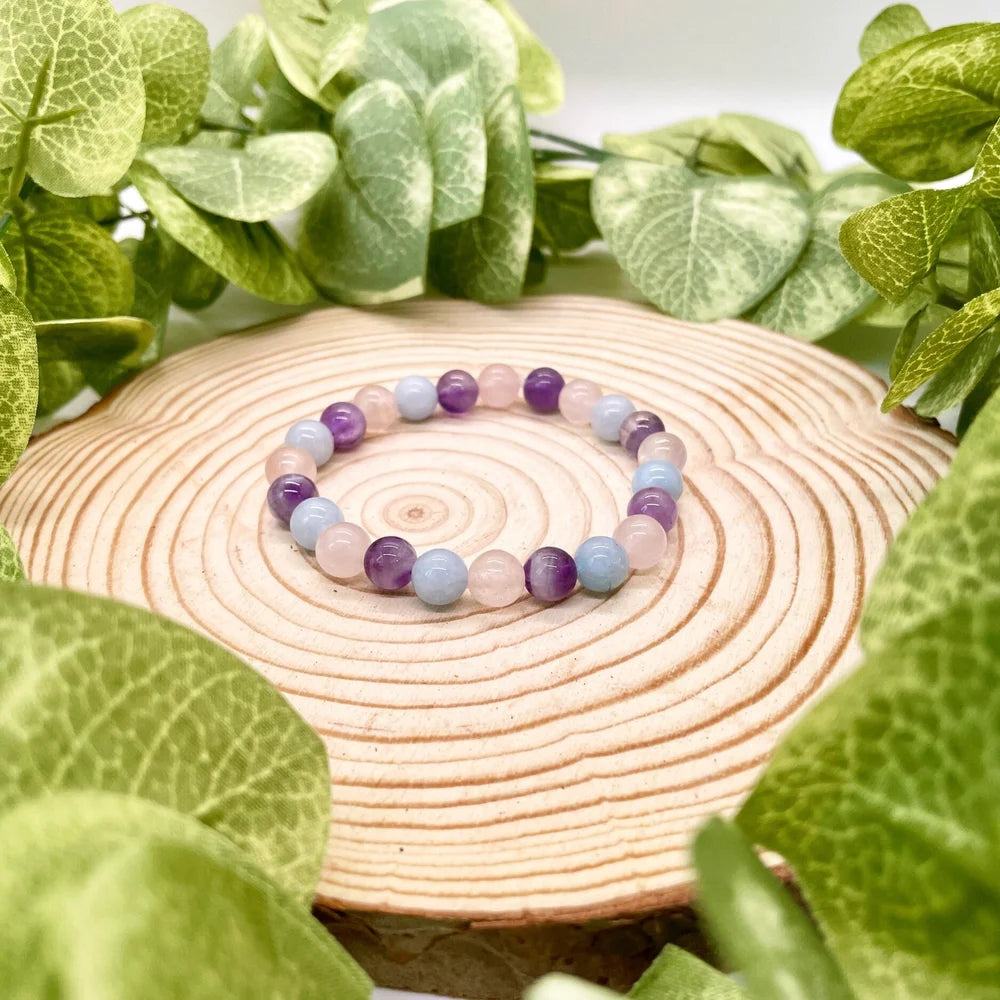 Amethyst Aquamarine Rose Quartz Bracelet